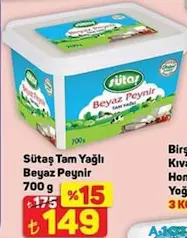 SÜTAŞ TAM YAĞLI BEYAZ PEYNİR 700 G